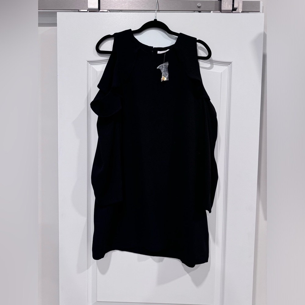 Mud Pie Aria Cold Shoulder Long Sleeve Dress Black Size L Never Worn